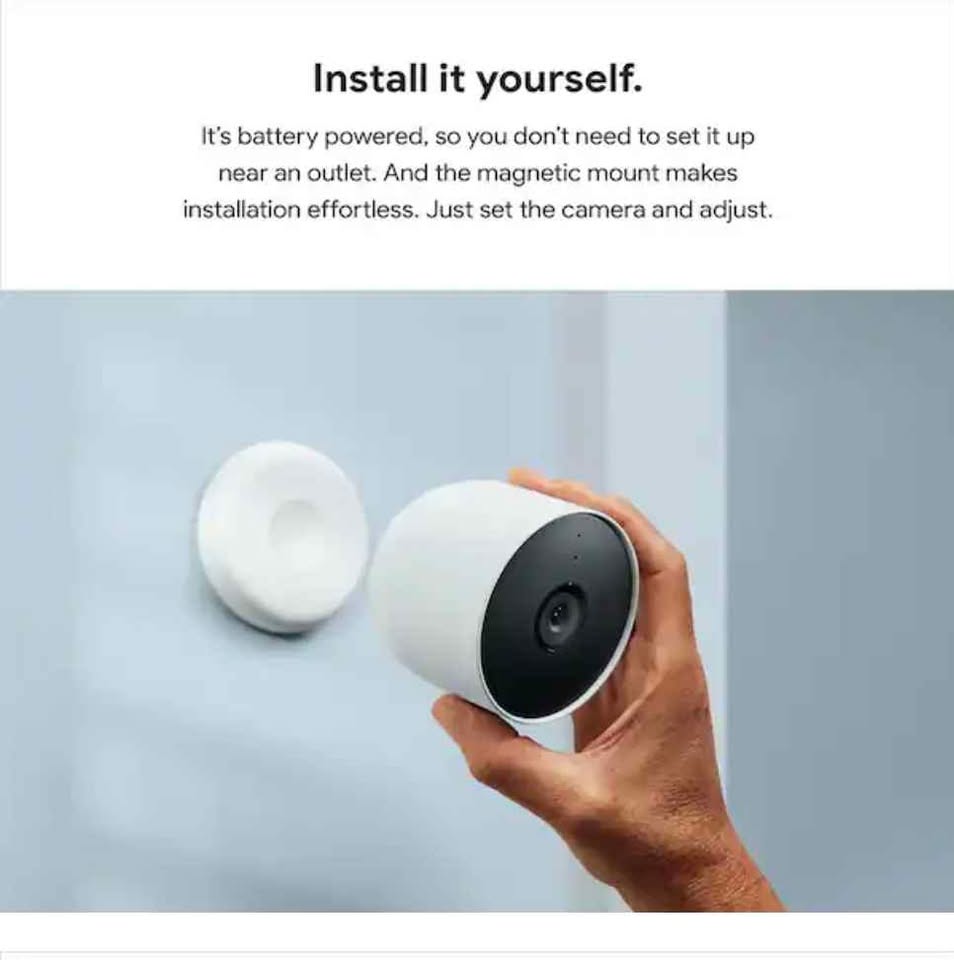 Google Nest Cam (Battery) - Indoor and Outdoor Wireless Smart Home Security Camera - 2 Pack