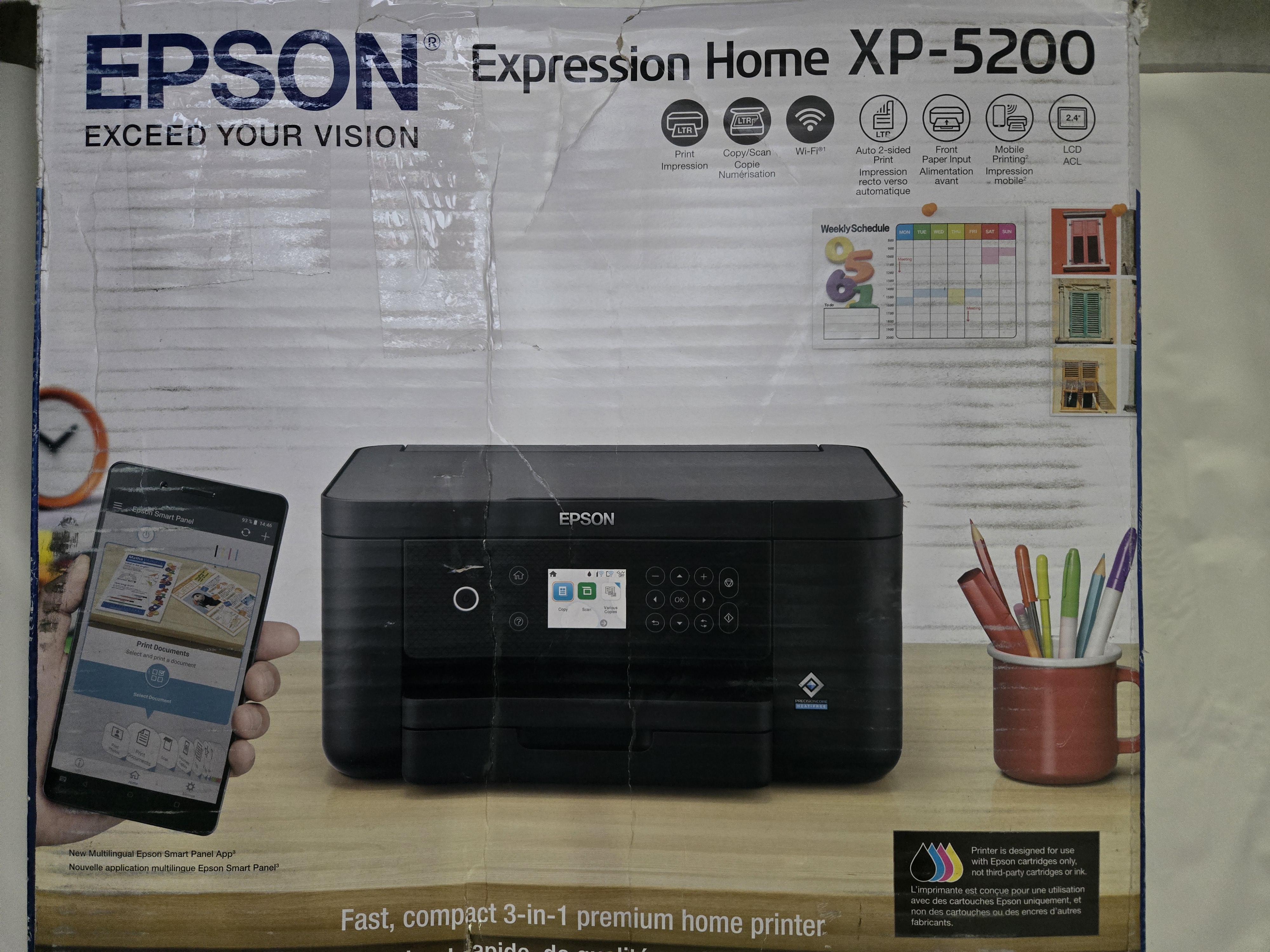Epson Expression Home XP-5200 Wireless Color All-in-One Printer with Scan, Copy, Automatic 2-Sided Printing, Borderless Photos, 150-Sheet Paper Tray and 2.4" Color Display,Black