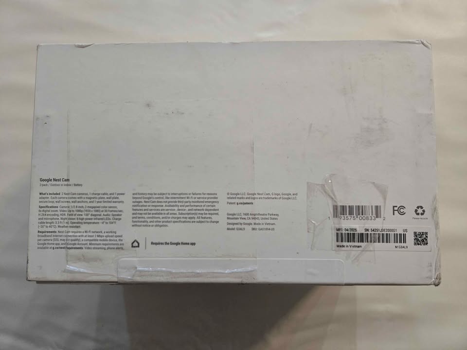 Google Nest Cam (Battery) - Indoor and Outdoor Wireless Smart Home Security Camera - 2 Pack