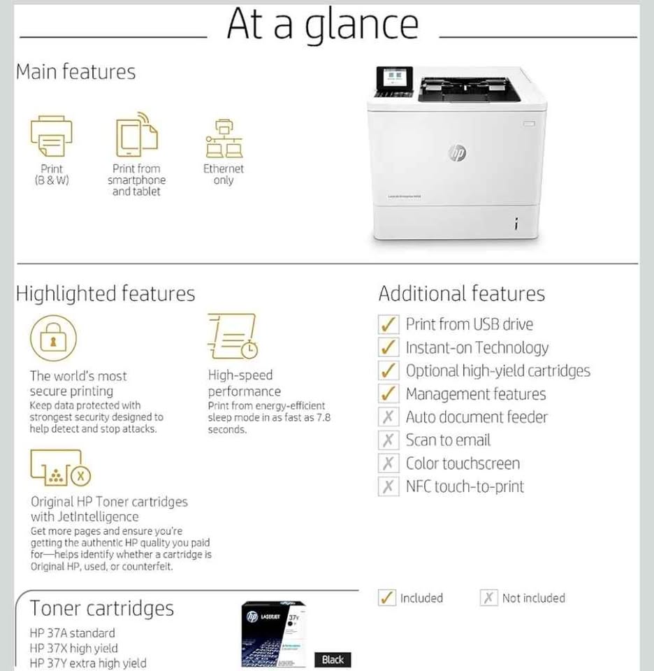 HP LaserJet Enterprise M608n Monochrome Printer with built-in Ethernet (K0Q17A), Light Gray