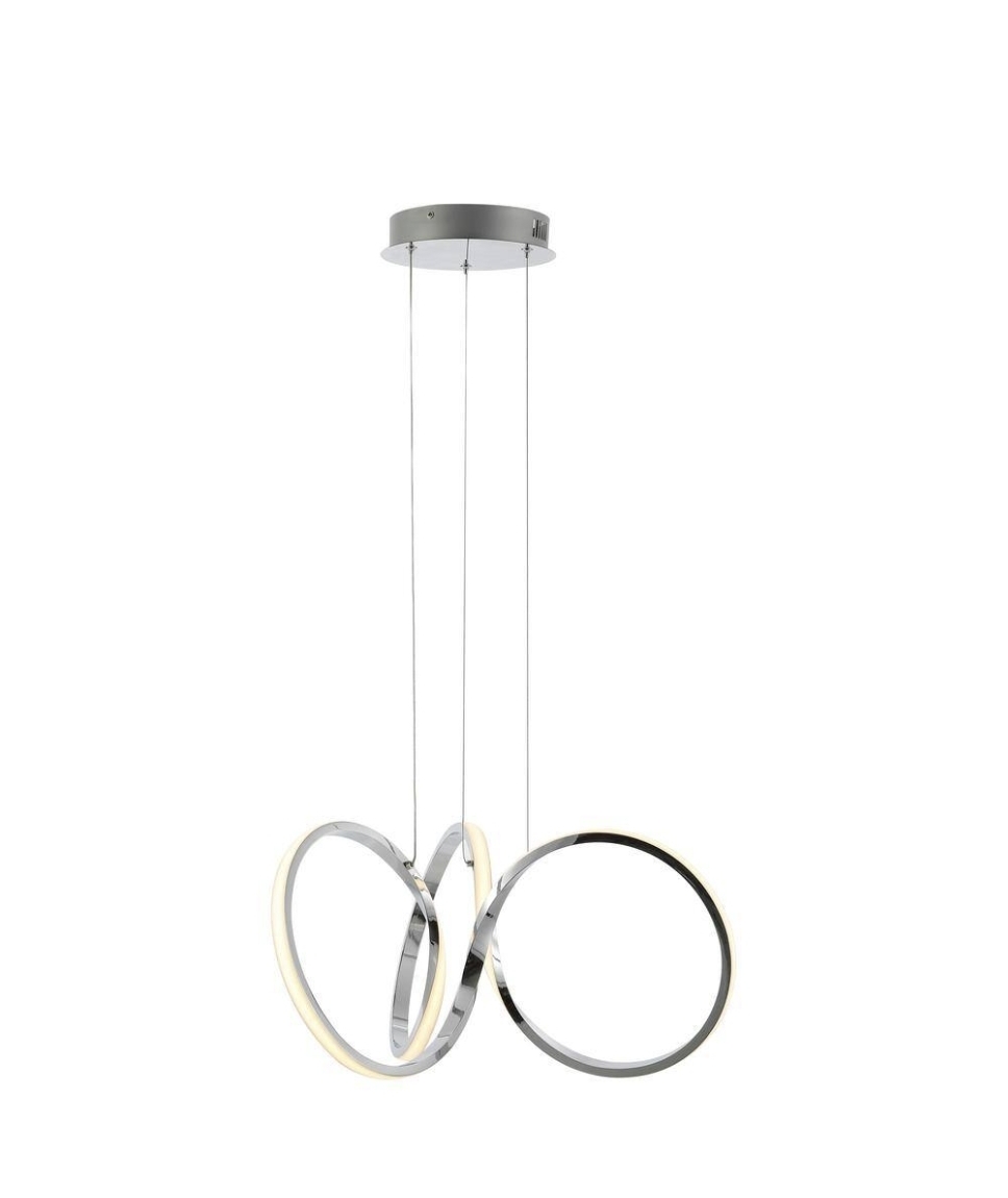 JONATHAN Y Helix 24 in. 30-Watt 1-Light Chrome Contemporary Minimalist Aluminum Ribbon Integrated LED Pendant Light, Chrome/Silver
