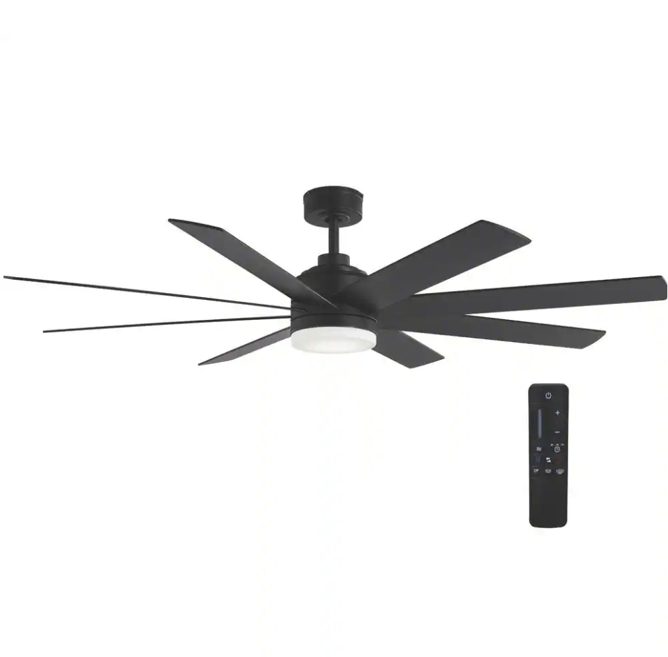 Celene 62 in. LED Indoor/Outdoor Matte Black Ceiling Fan with Light and Remote Control with Color Changing Technology