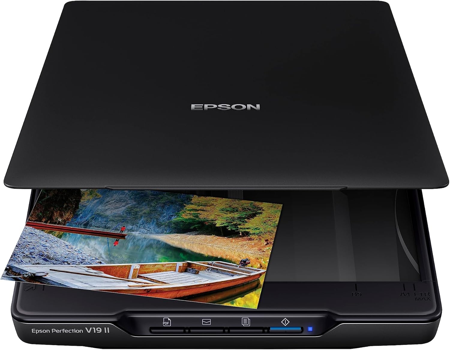 Epson Perfection V19 II Color Photo and Document Flatbed Scanner with 4800 dpi Optical Resolution, USB Power and High-Rise