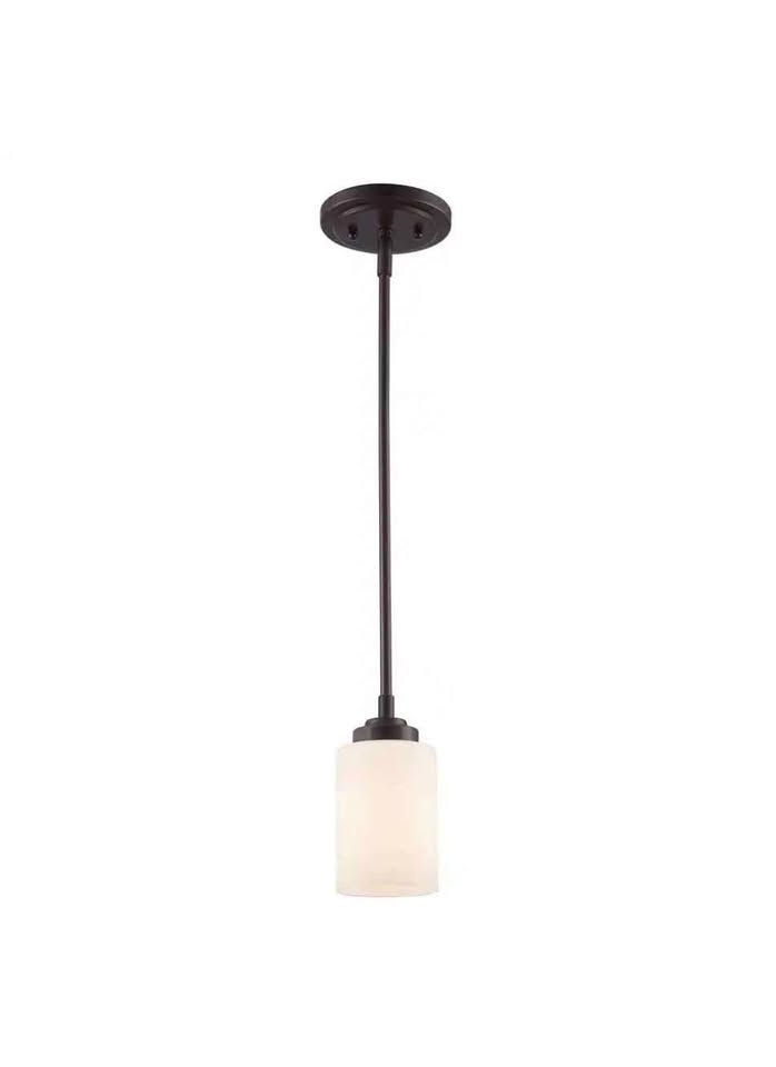 Bel Air Lighting Mod Pod 1-Light Oil Rubbed Bronze Mini Pendant Light Fixture with Frosted Glass Cylinder Shade