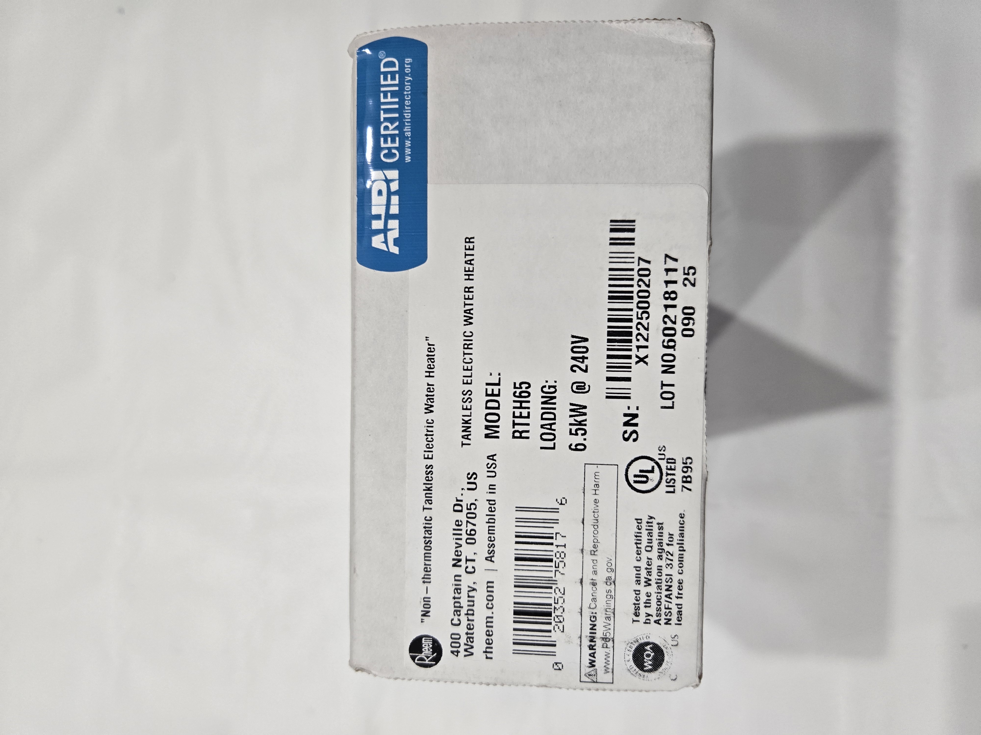 Rheem 6.5 kW, 240-Volt Non-Thermostatic Tankless Electric Water Heater, Commercial