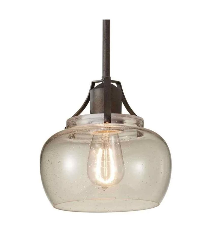 Generation Lighting Urban Renewal 8 in. W. 1-Light Rustic Iron Mini Pendant