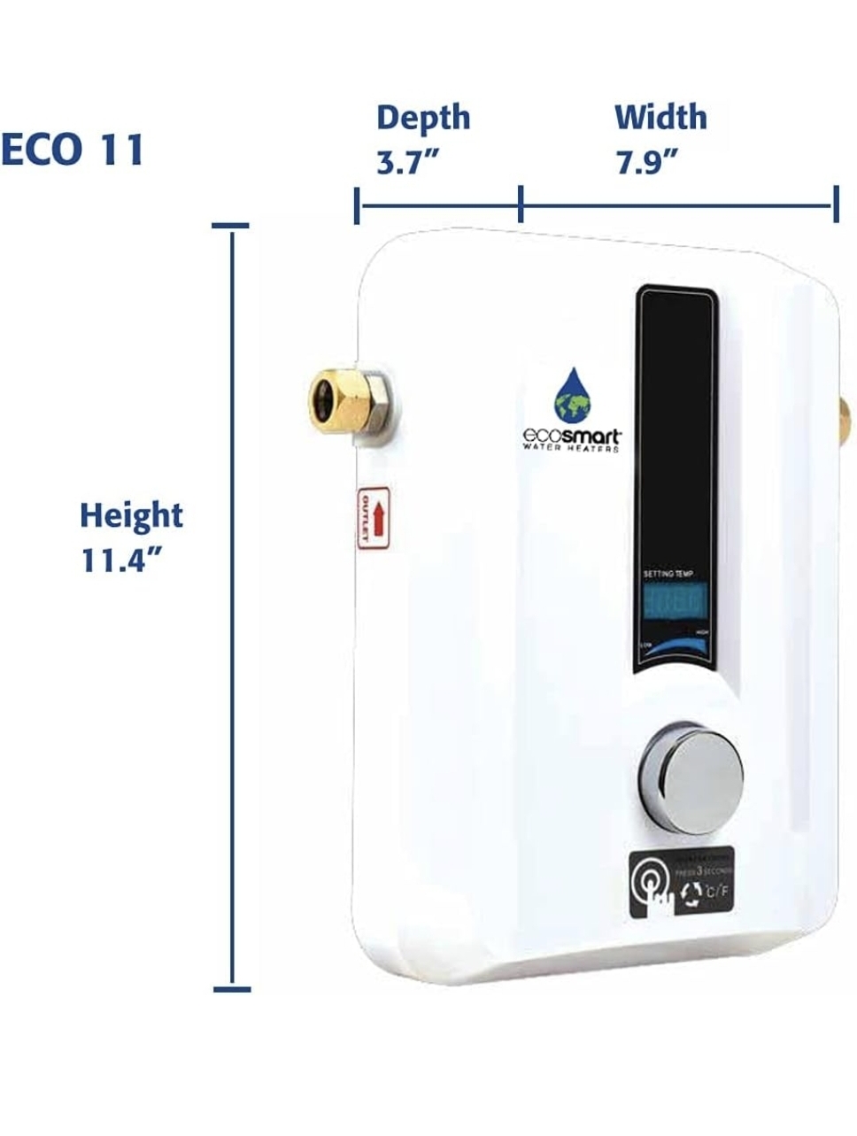EcoSmart ECO 11 Electric Tankless Water Heater, 13KW at 240 Volts with Patented Self Modulating Technology