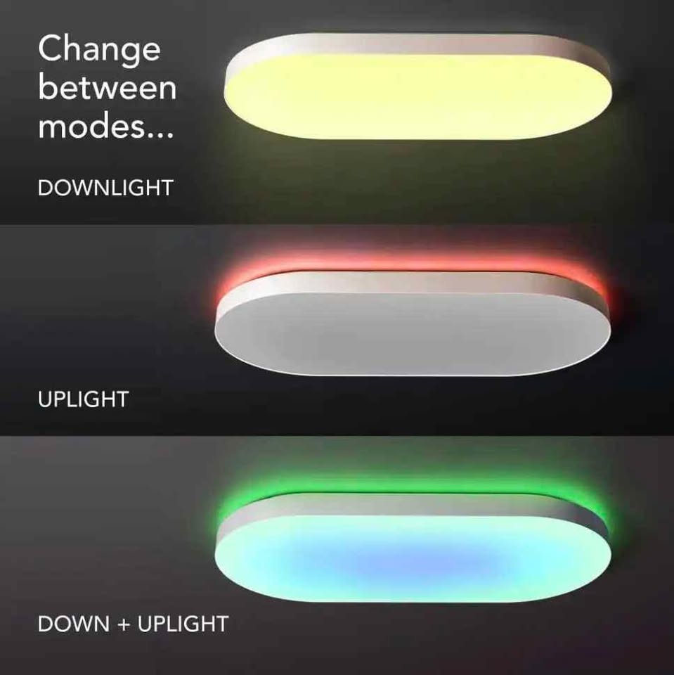 LIFX 26 in. Oval Capsule Smart White Multi-Color WiFi Selectable LED Flush Mount Ceiling Light Works Alexa/Hey Google/HomeKit
