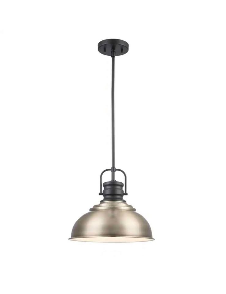 Home Decorators Collection Shelston 13 in. 1-Light Antique Gold and Black Farmhouse Pendant Light Fixture with Metal ShadE