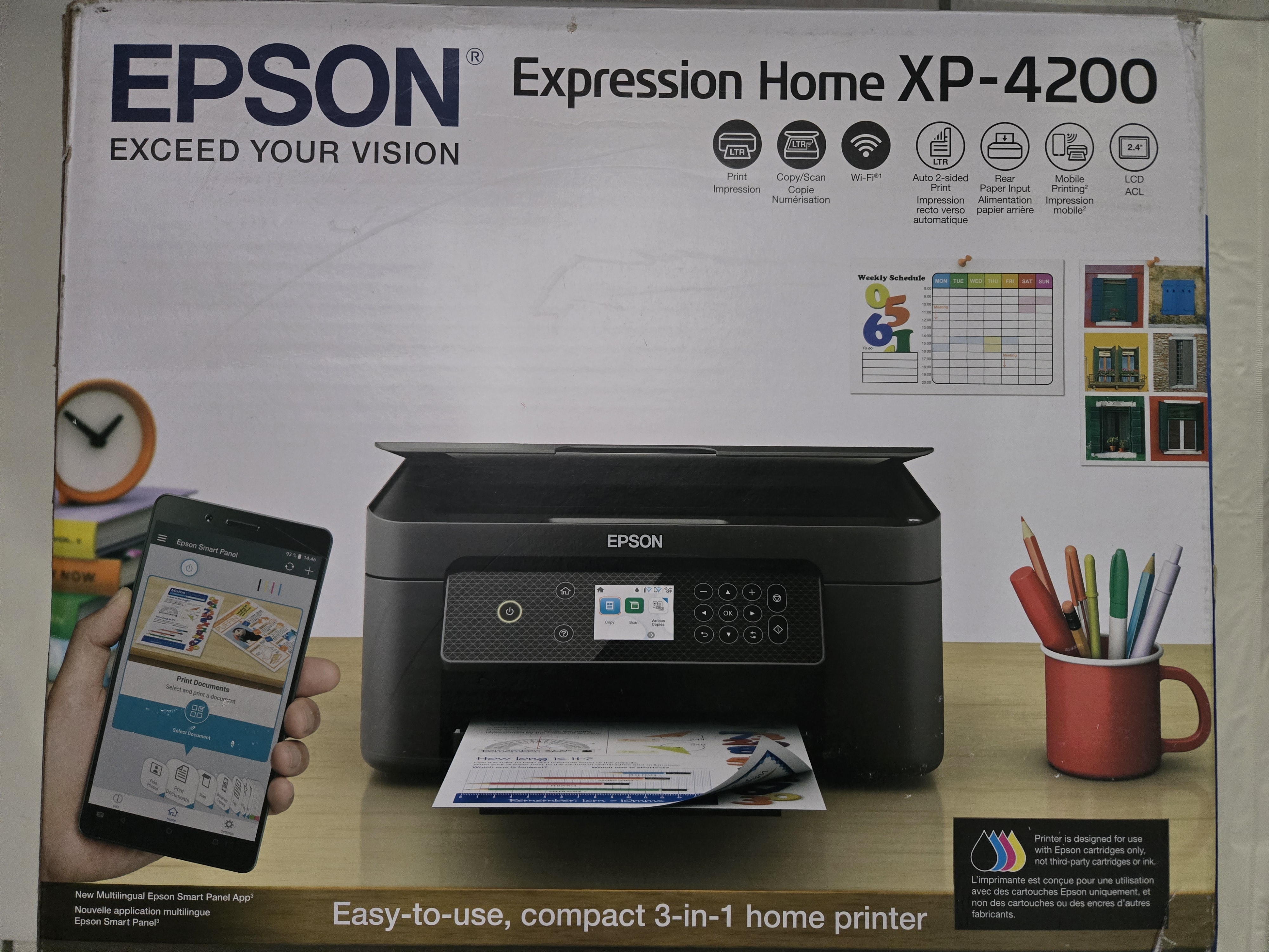 Epson Expression Home XP-4200 Wireless Color All-in-One Printer with Scan, Copy, Automatic 2-Sided Printing, Borderless Photos and 2.4" Color Display,Black