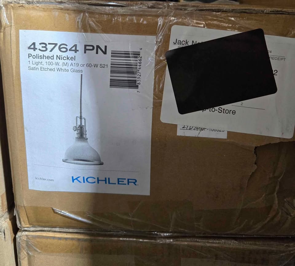 Hatteras Bay 1-Light Polished Nickel Vintage Industrial Shaded Kitchen Mini Pendant Hanging Light with Etched Glass