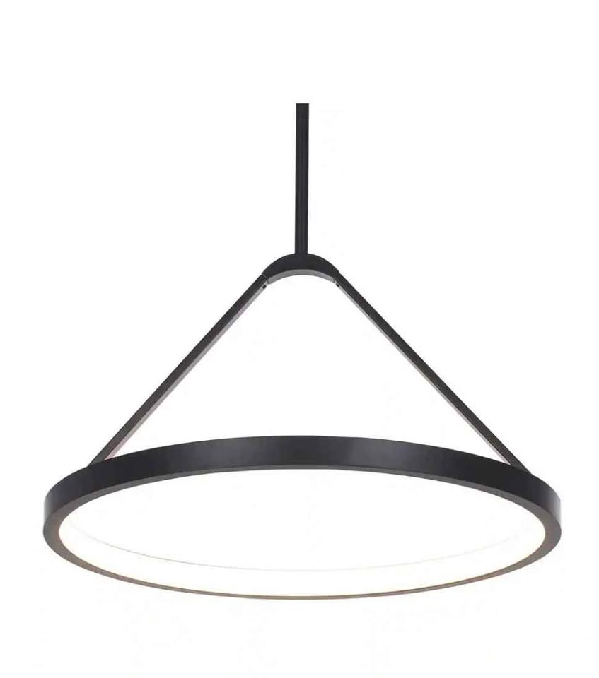 Townly 35-Watt 1-Light Satin Black Bowl Integrated LED Pendant Light with Open Metal Ring Shade