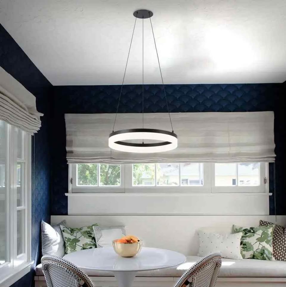 Kipling 35-Watt Black Modern Integrated LED Pendant Light with Frosted Acrylic Shade