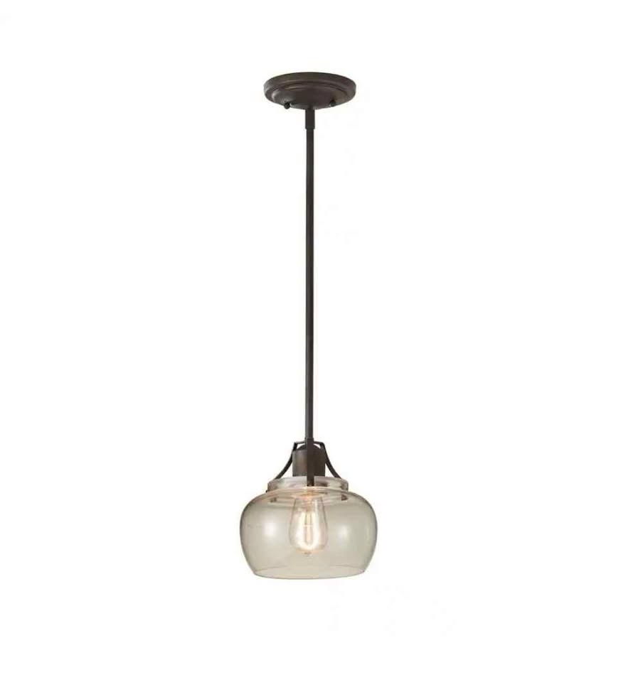 Generation Lighting Urban Renewal 8 in. W. 1-Light Rustic Iron Mini Pendant