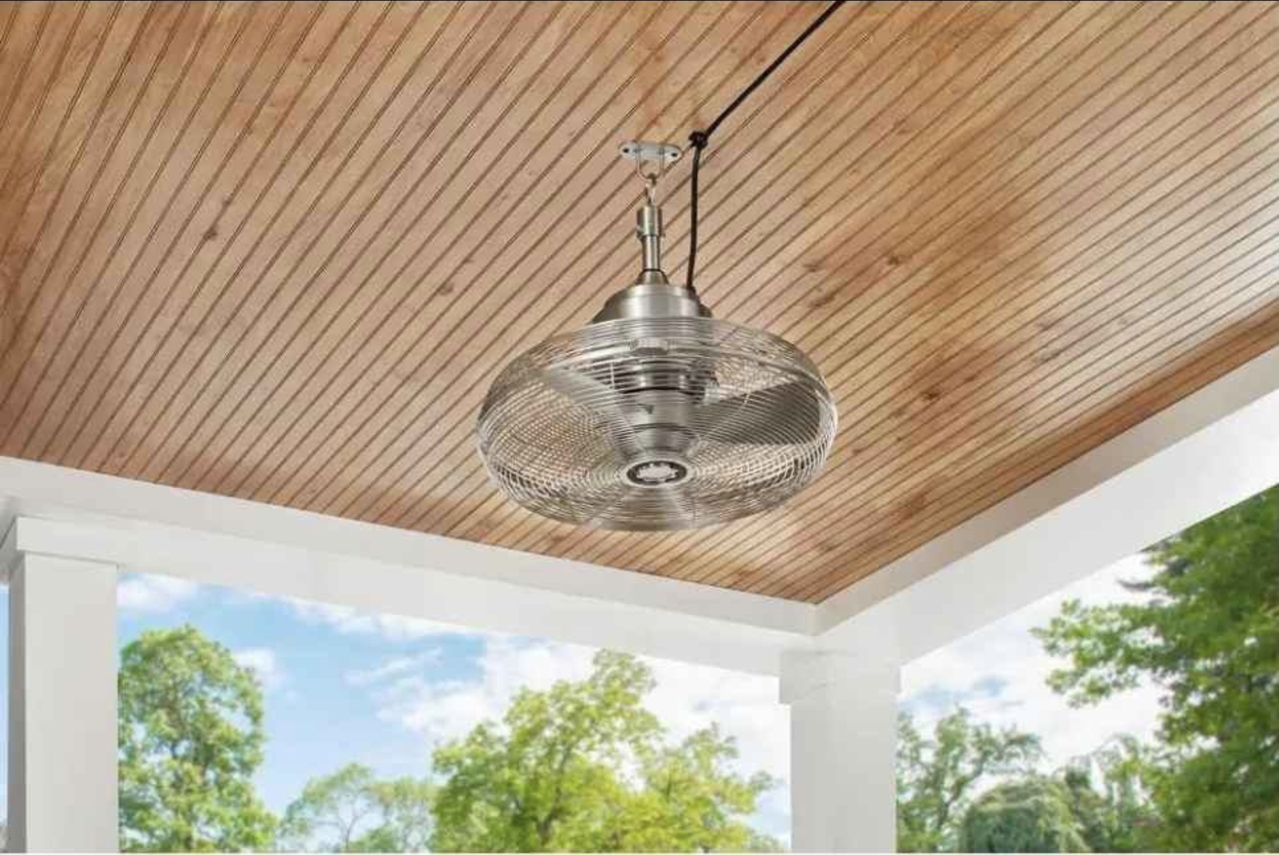 Hampton Bay Conyer 20 in. Indoor/Wet Outdoor 3-Speed Anywhere Fan Silver with Convenient Hanging Hook