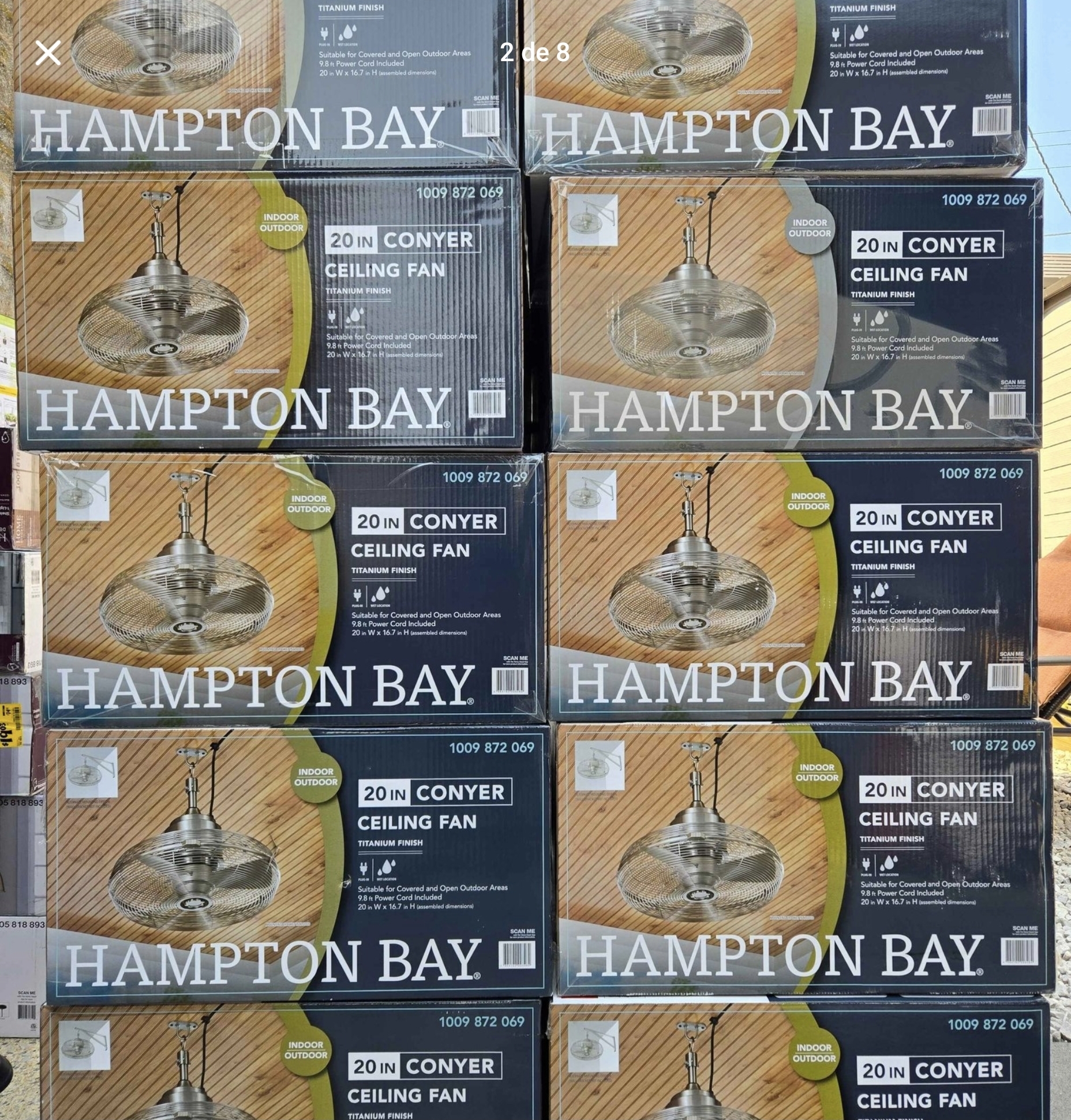 Hampton Bay Conyer 20 in. Indoor/Wet Outdoor 3-Speed Anywhere Fan Silver with Convenient Hanging Hook