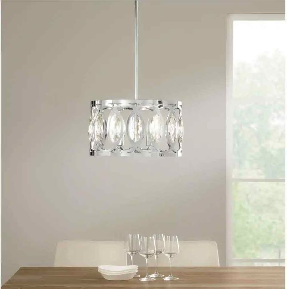 Westchester 4-Light Polished Chrome Round Drum Pendant Light 