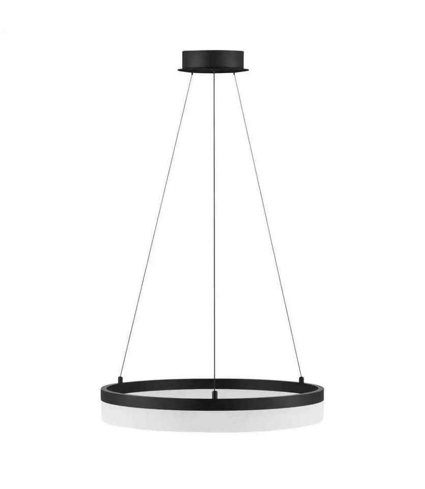 Kipling 35-Watt Black Modern Integrated LED Pendant Light with Frosted Acrylic Shade