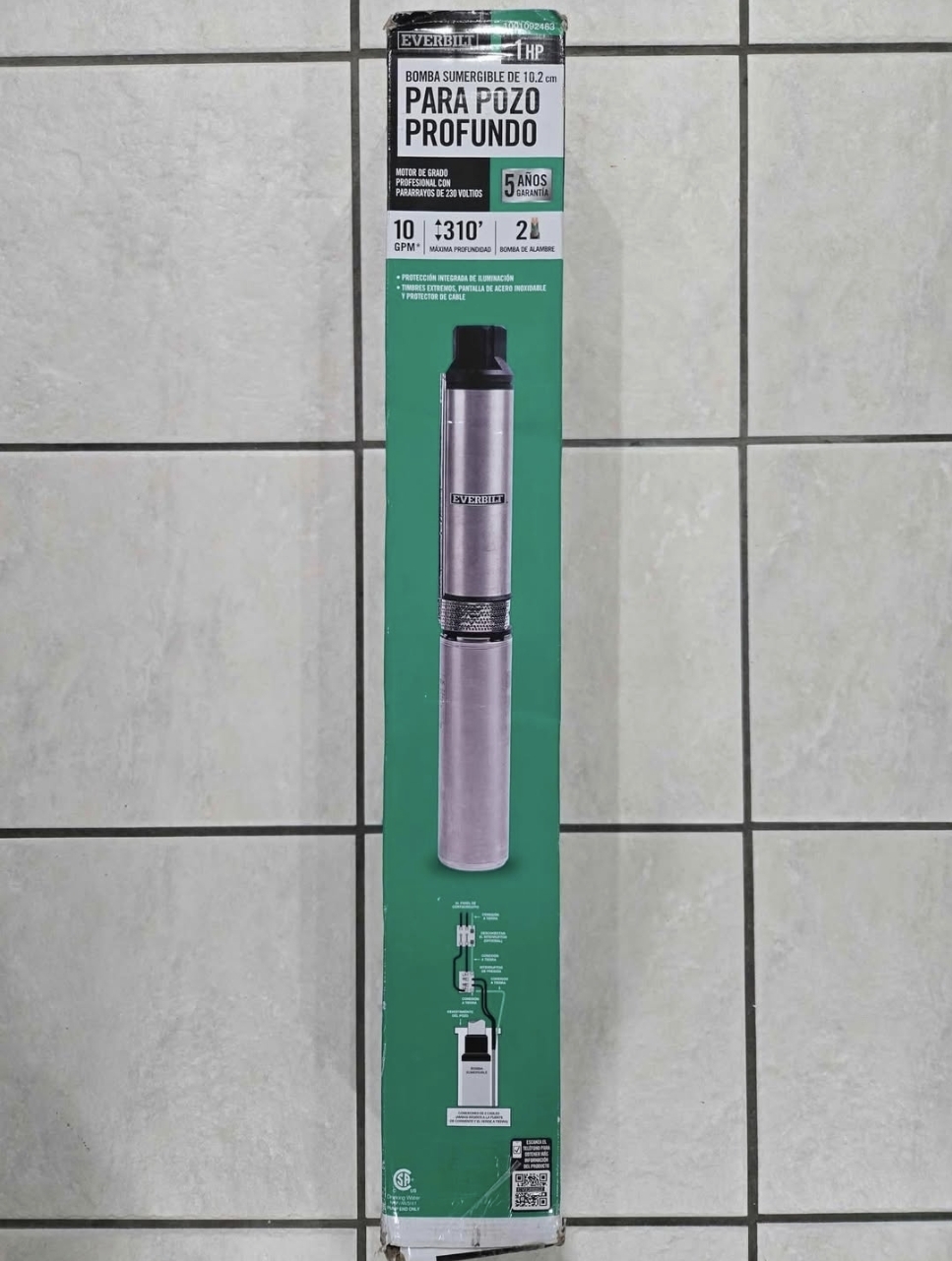 Everbilt 1 HP Submersible 3-Wire Motor 20-GPM Deep Well Potable Water Pump 