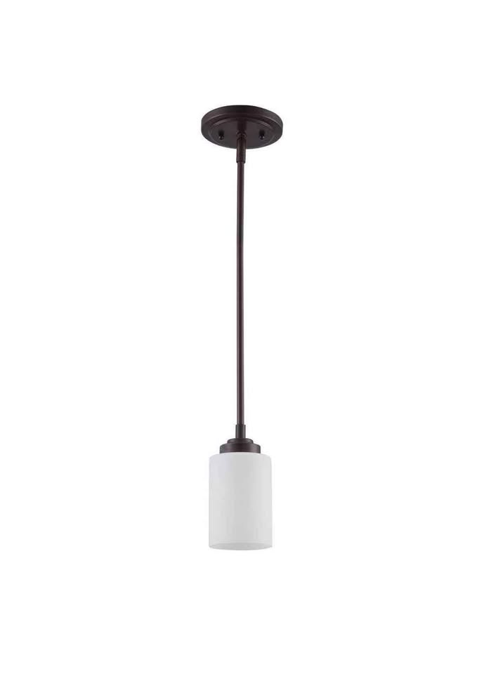 Bel Air Lighting Mod Pod 1-Light Oil Rubbed Bronze Mini Pendant Light Fixture with Frosted Glass Cylinder Shade