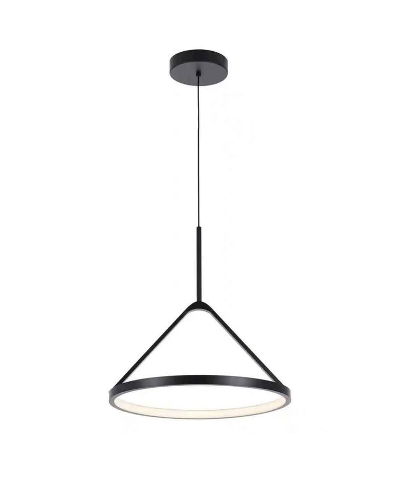 Townly 35-Watt 1-Light Satin Black Bowl Integrated LED Pendant Light with Open Metal Ring Shade