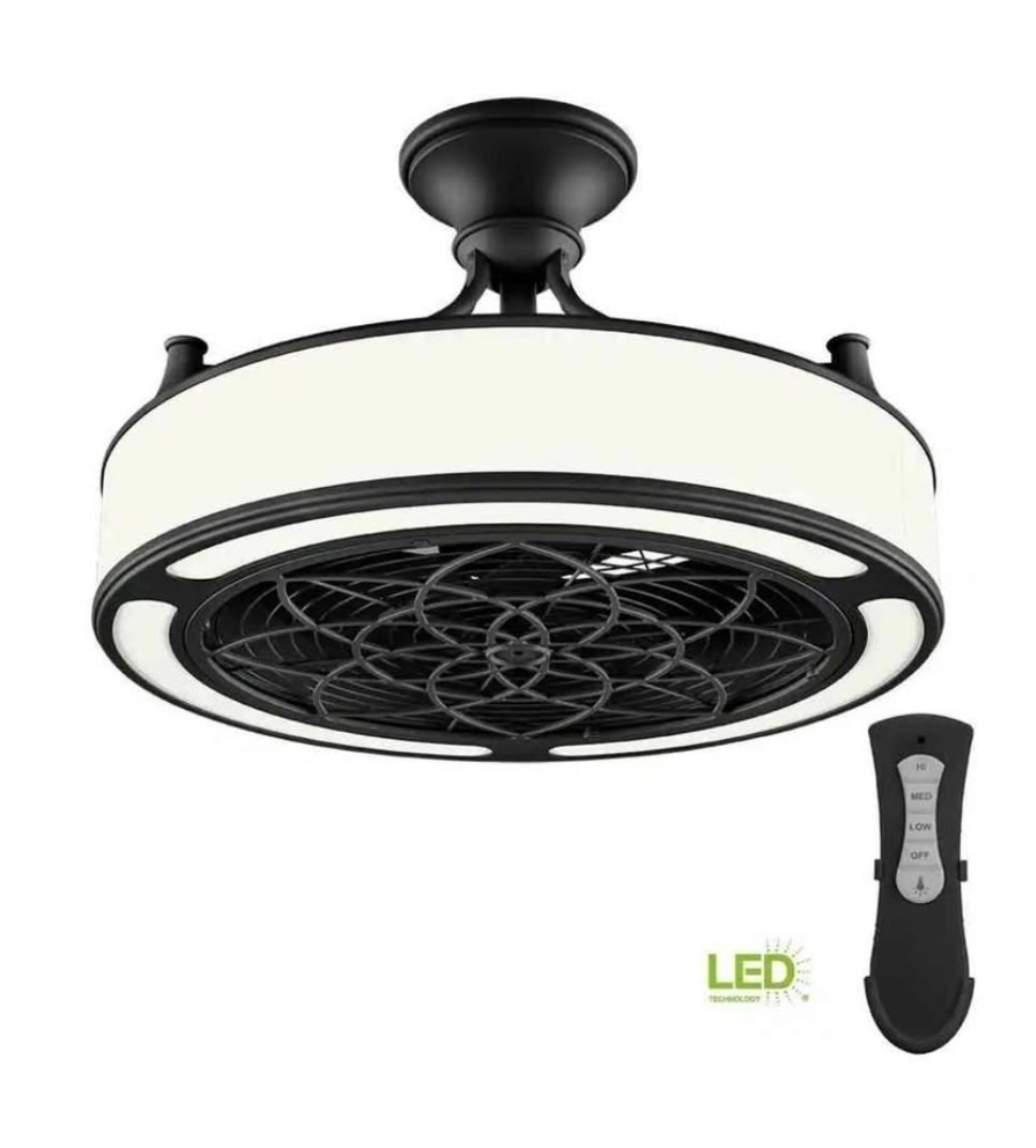 Windara 22 in. LED Indoor/Covered Outdoor Black Ceiling Fan