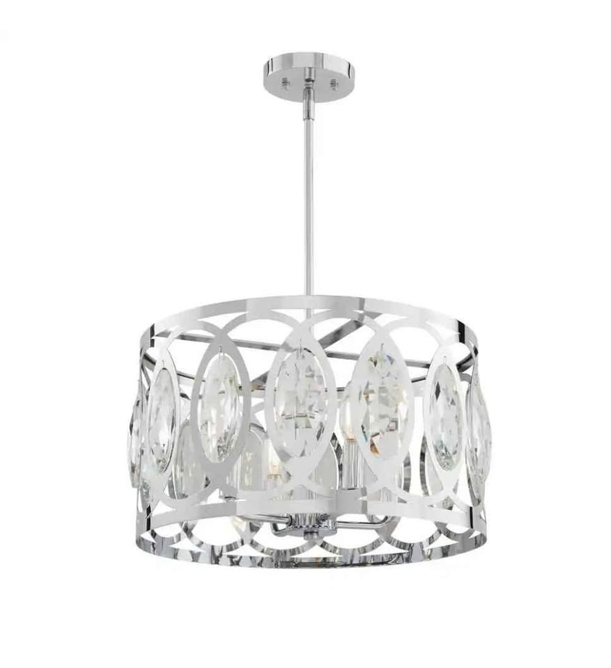 Westchester 4-Light Polished Chrome Round Drum Pendant Light 
