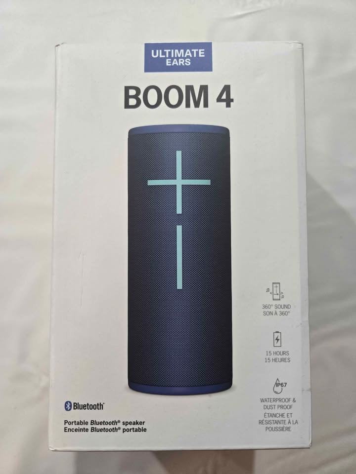 Ultimate Ears Boom 4 Portable Waterproof Bluetooth Speaker with 360-Degree Immersive Sound, Outdoor Floating Speaker, 15-Hour Battery, 147ft Range - Blue 