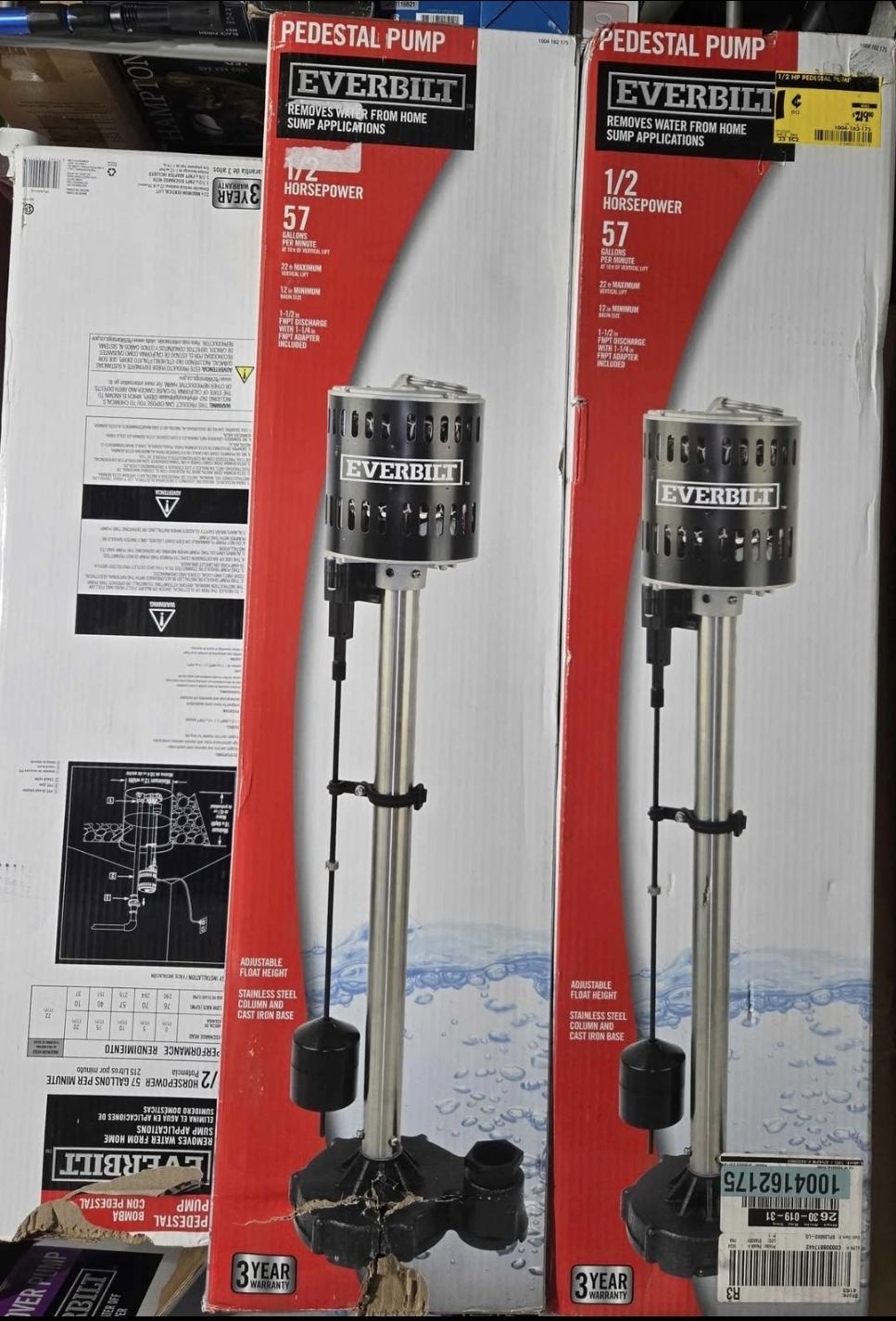 Everbilt 1/2 HP Stainless Steel and Cast Iron Pedestal Sump Pump