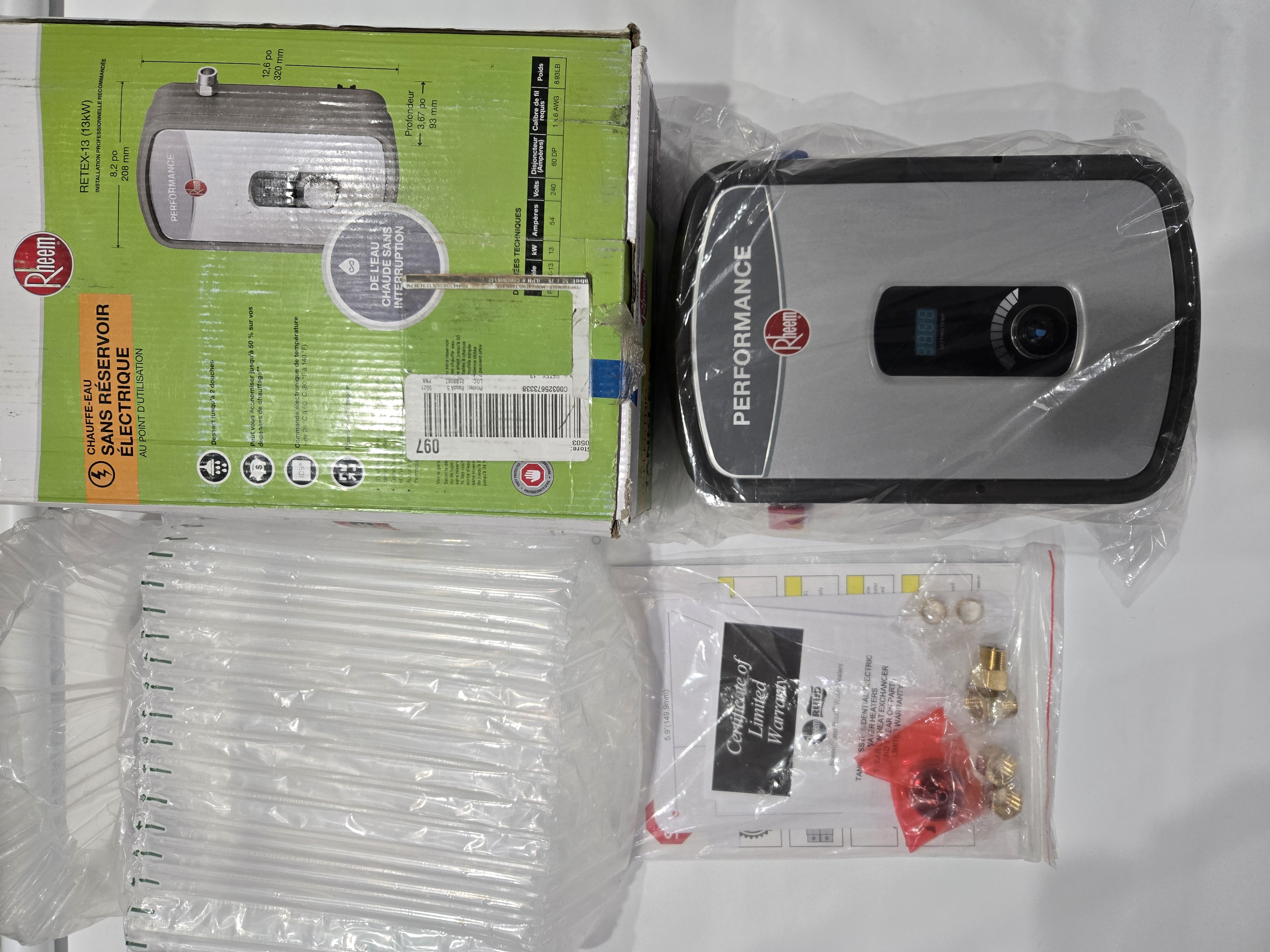 Rheem Performance 13 kW 2.54 GPM 240-Volt Self-Modulating Electric Tankless Water Heater