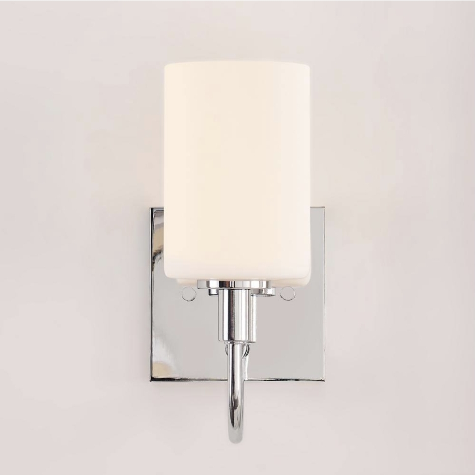 Generation Lighting Oak Moore 1-Light Chrome Wall Sconce with Etched/White Glass Shade