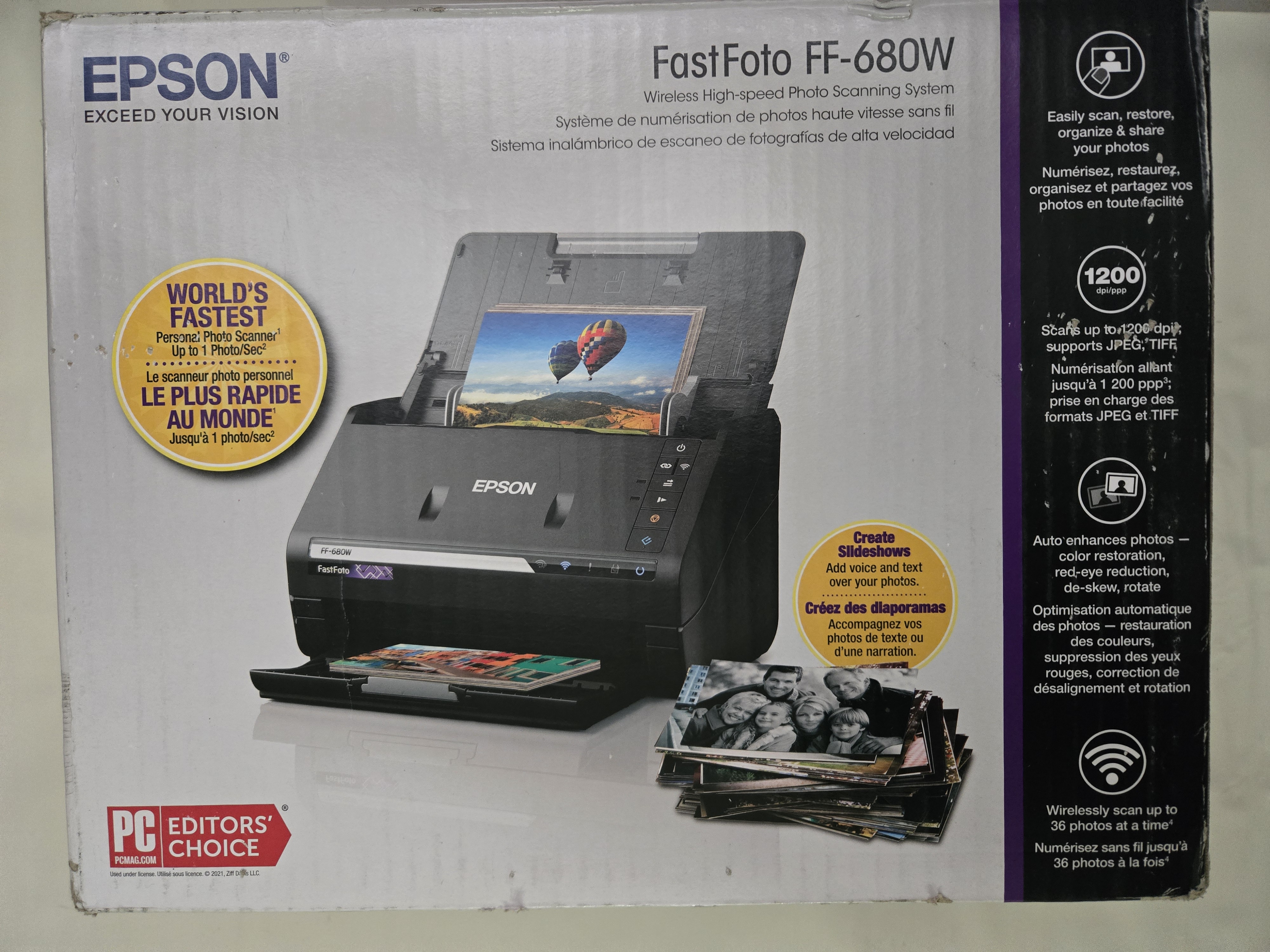 Epson FastFoto FF-680W Wireless High-Speed Photo and Document Scanning System, Black