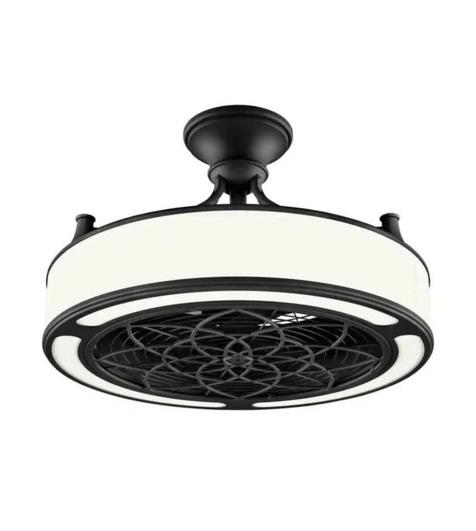 Windara 22 in. LED Indoor/Covered Outdoor Black Ceiling Fan