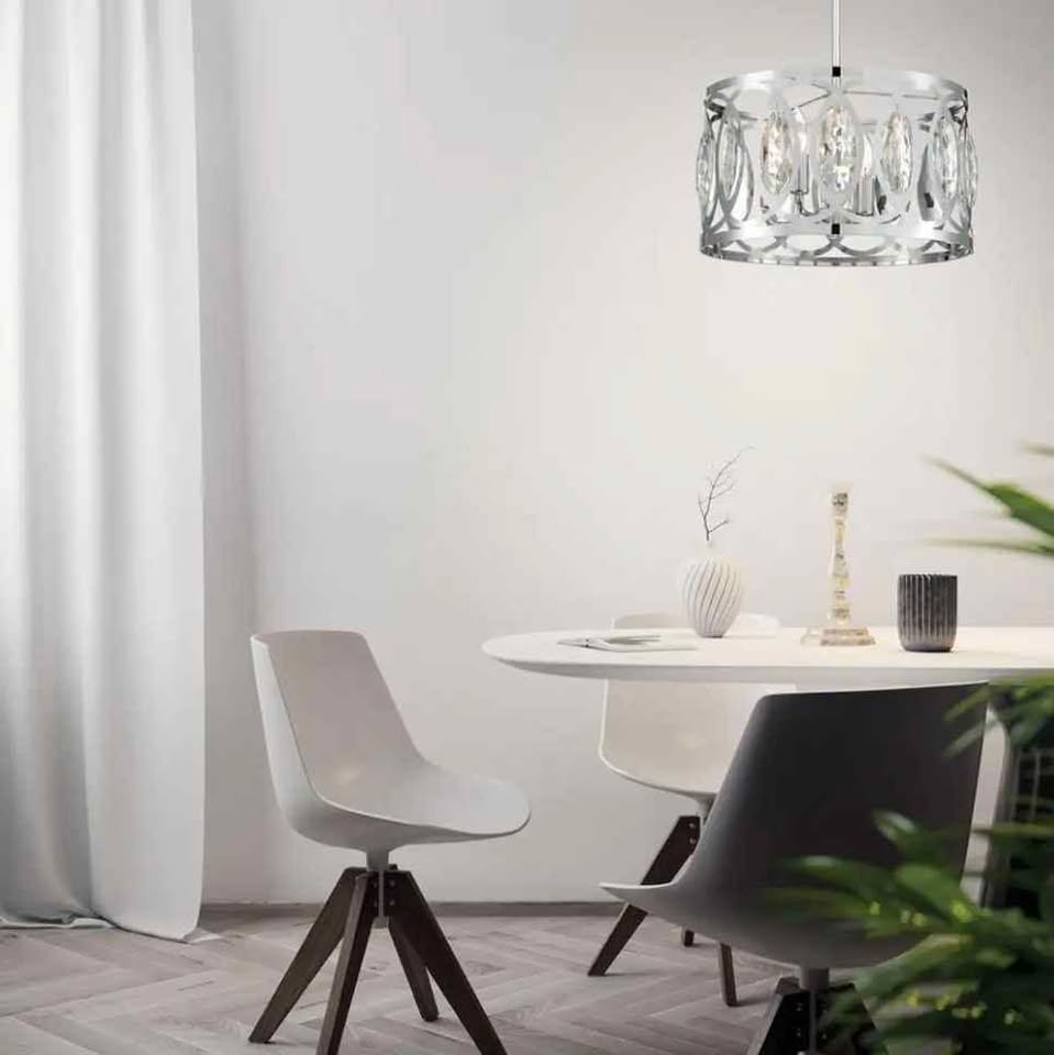 Westchester 4-Light Polished Chrome Round Drum Pendant Light 