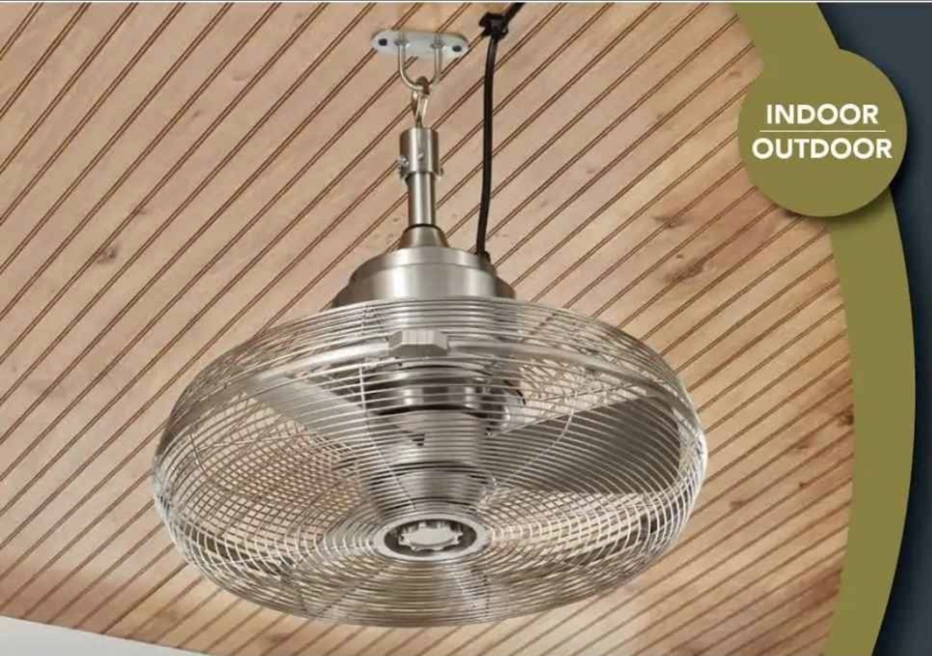 Hampton Bay Conyer 20 in. Indoor/Wet Outdoor 3-Speed Anywhere Fan Silver with Convenient Hanging Hook