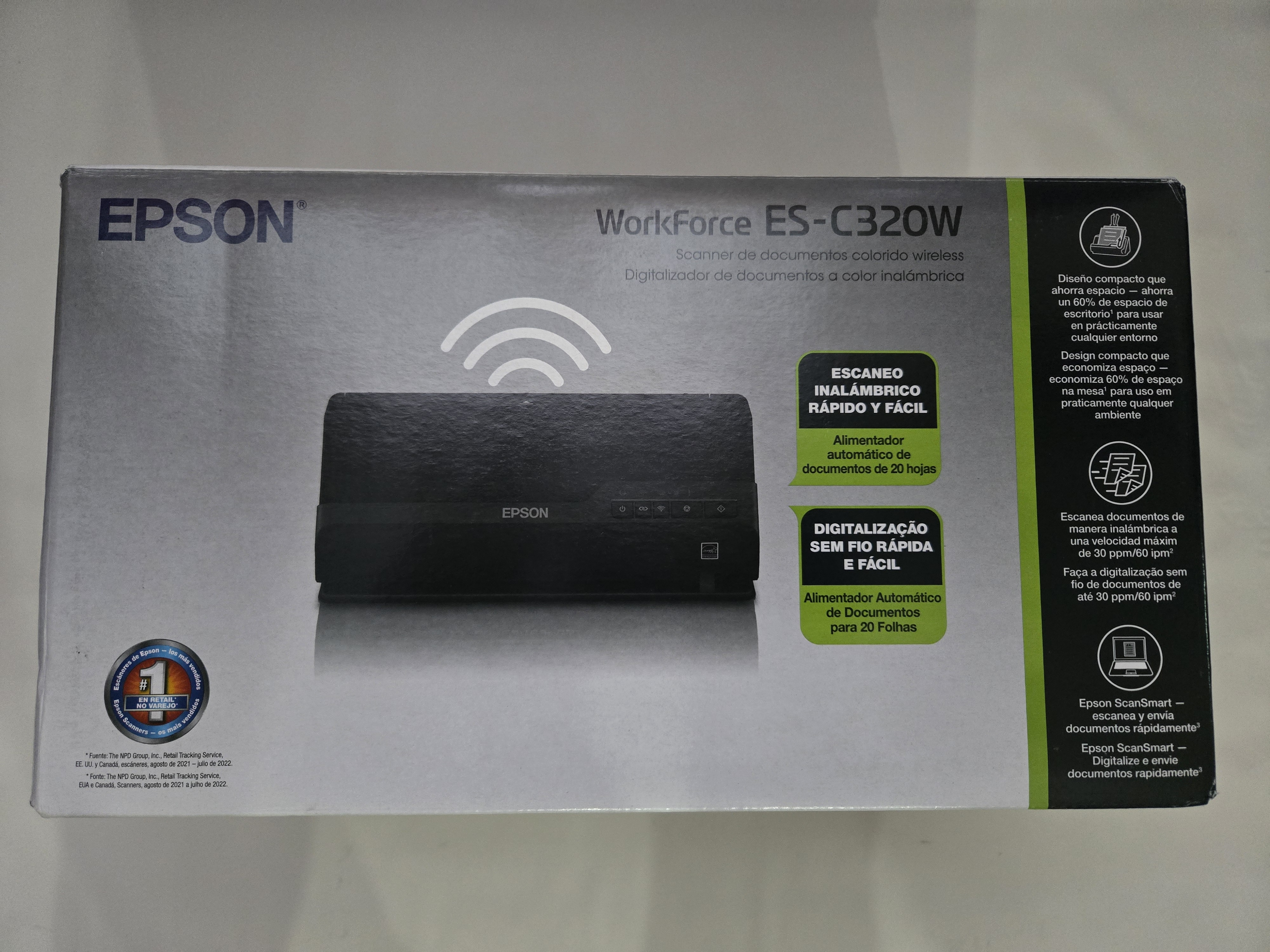 Epson - Workforce ES-C320W - Wireless Compact Desktop Document Scanner - 2-Sided Scanning and Auto Document Feeder - Paper and Card Scanner - Black