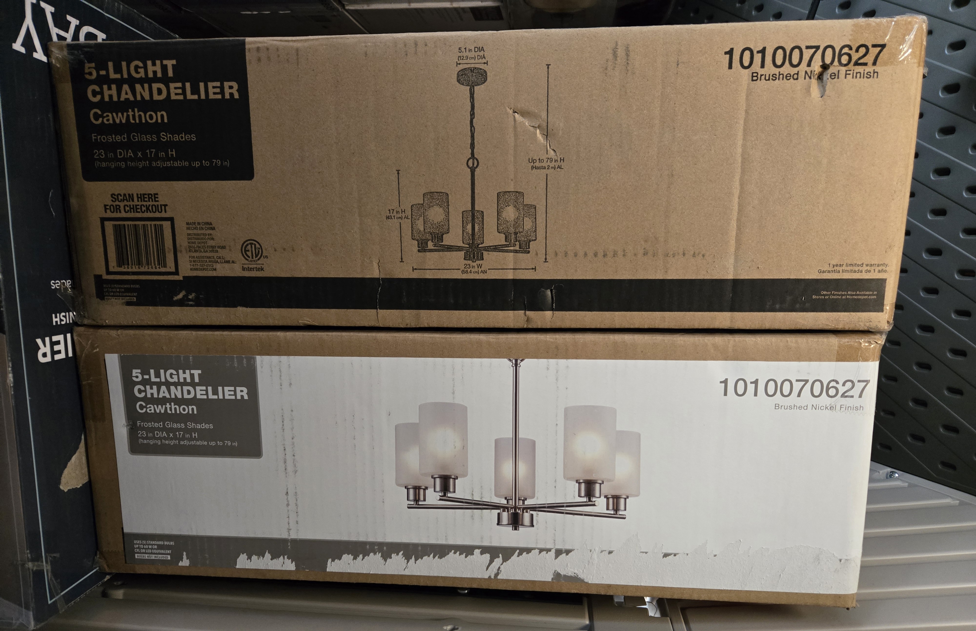 Cawthon 5-Light Brushed Nickel Chandelier Light Fixture with Frosted Glass Shades