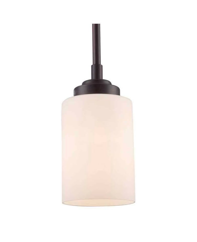 Bel Air Lighting Mod Pod 1-Light Oil Rubbed Bronze Mini Pendant Light Fixture with Frosted Glass Cylinder Shade