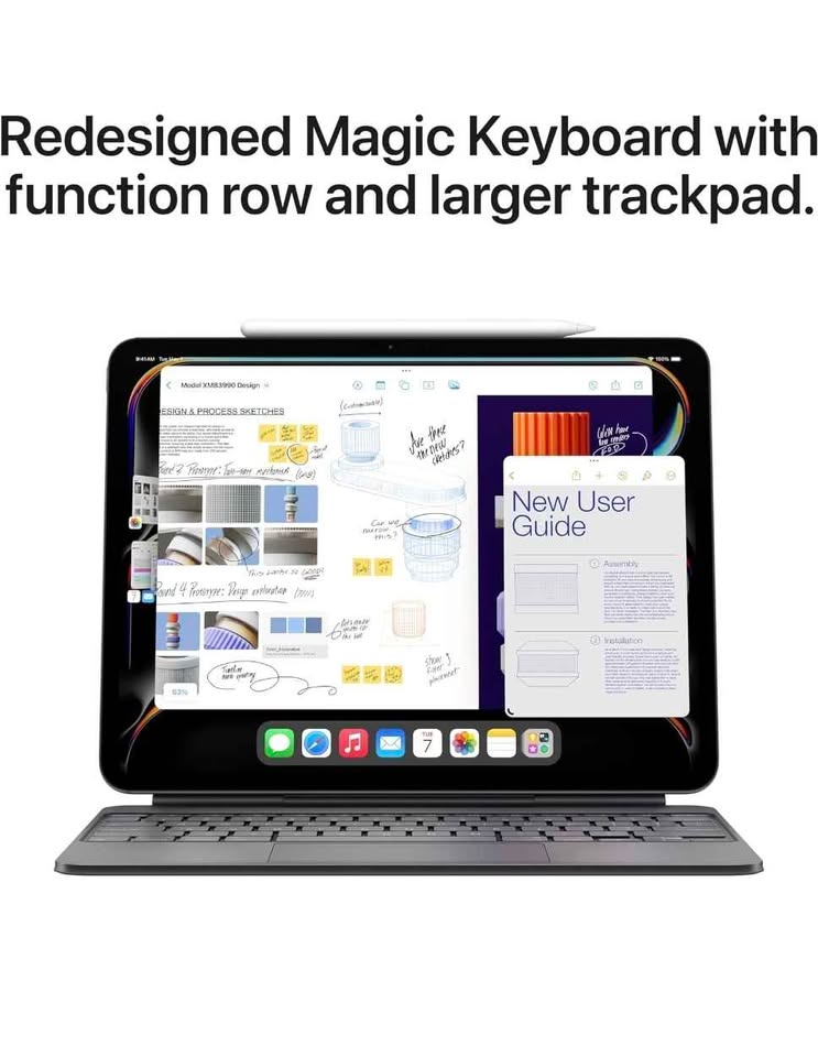  Apple iPad Magic Keyboard Case for iPad Pro 13-inch (M4), Great Typing Experience, Built-in Trackpad, Function Row, US English - White