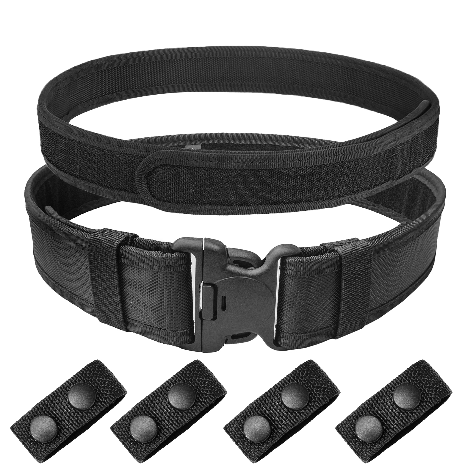 2.25" Black Nylon Duty Tactical Belt Security Guard Patrol Men Belt