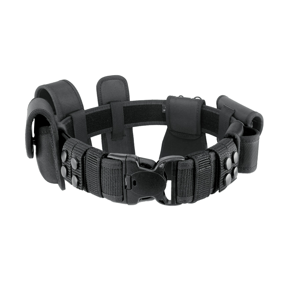 Black Men's Nylon Utility Custom Logo Uniform Security Tactical Duty Belt Set with Buckle