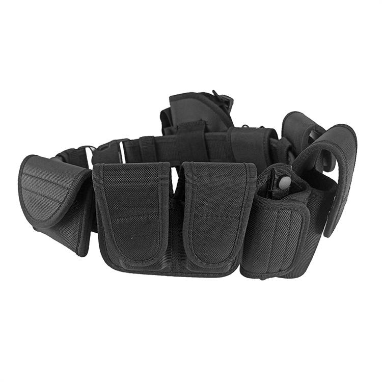 10 in 1 Nylon Men Tactical Security Comfort Belt with Tool Pouches Molded Utility Belt 140cm Buckle Custom Logo Outdoors Sport