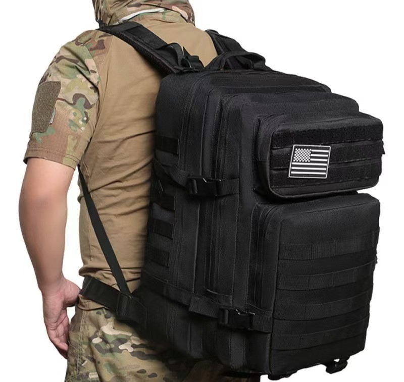 Factory Large Capacity Black Multifunction Outdoor Tactical Oxford Backpack With Molle System for Hiking Camping Climbing Use