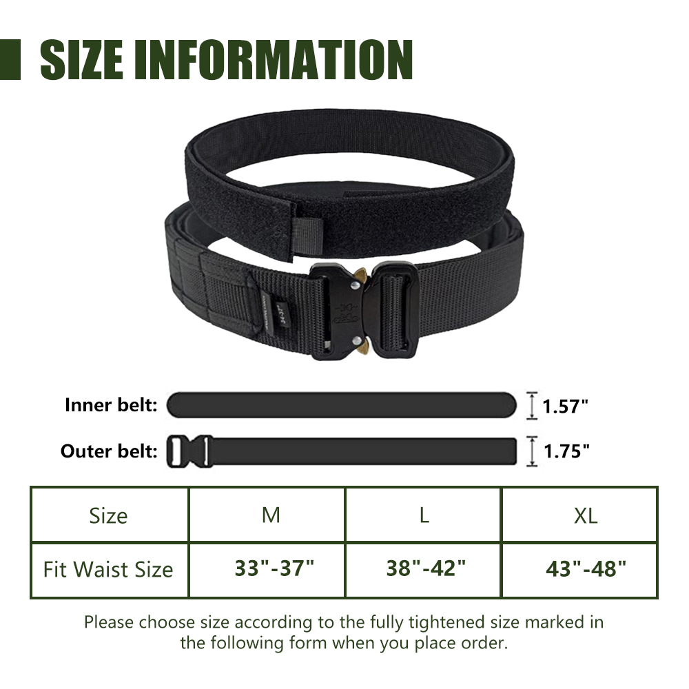 Tactical Belt, Quick Release 4.5CM MOLLE Battle Belt with Inner Belt and Anti-Slip Outdoor Hunting Heavy Duty Battle Belts