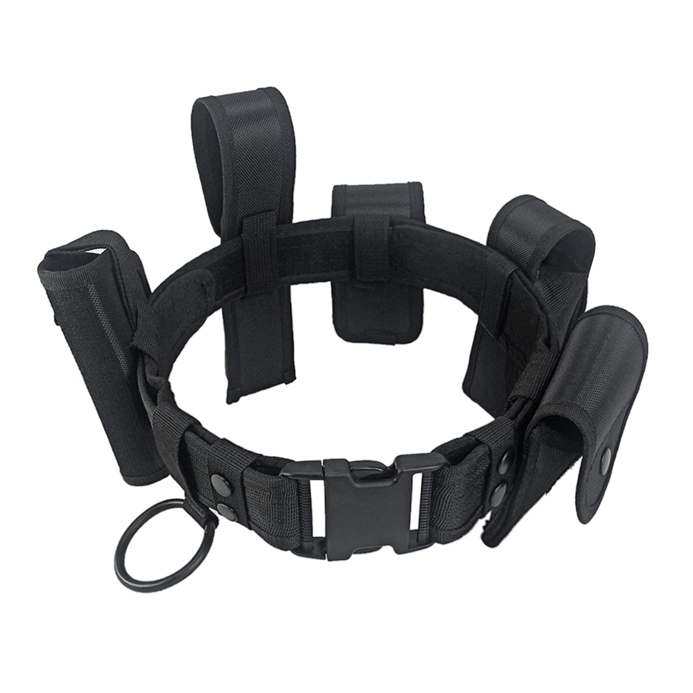 7 in 1 Black Tactical Duty Belt Utility with Accessory Pouches Bag Accessories Holsters for Security Guard Protection Outdoor