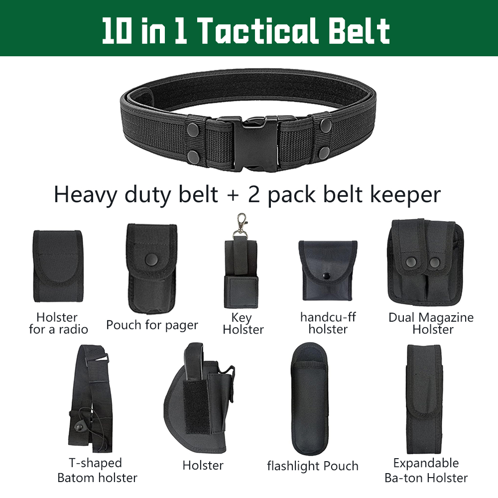 Versatile Security Tactical Modular Tactical Belt Set with Flashing and Baton Holsters