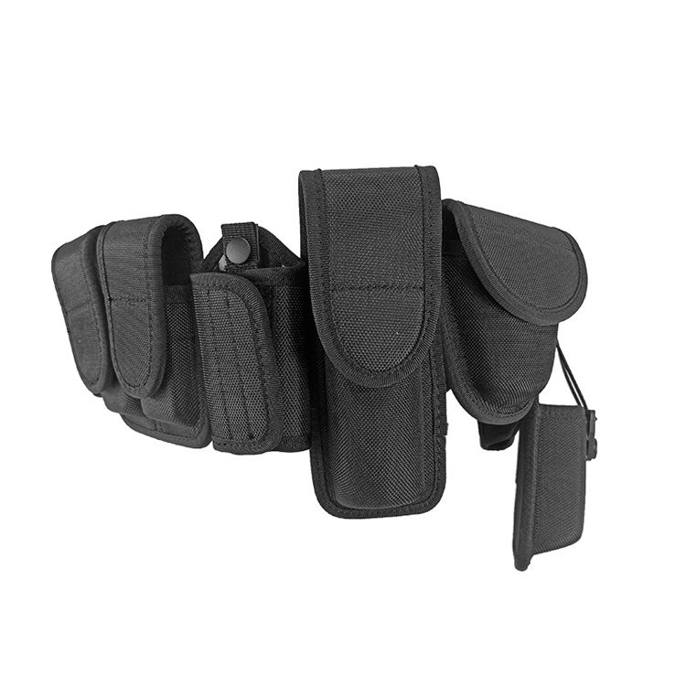 10 in 1 Nylon Men Tactical Security Comfort Belt with Tool Pouches Molded Utility Belt 140cm Buckle Custom Logo Outdoors Sport