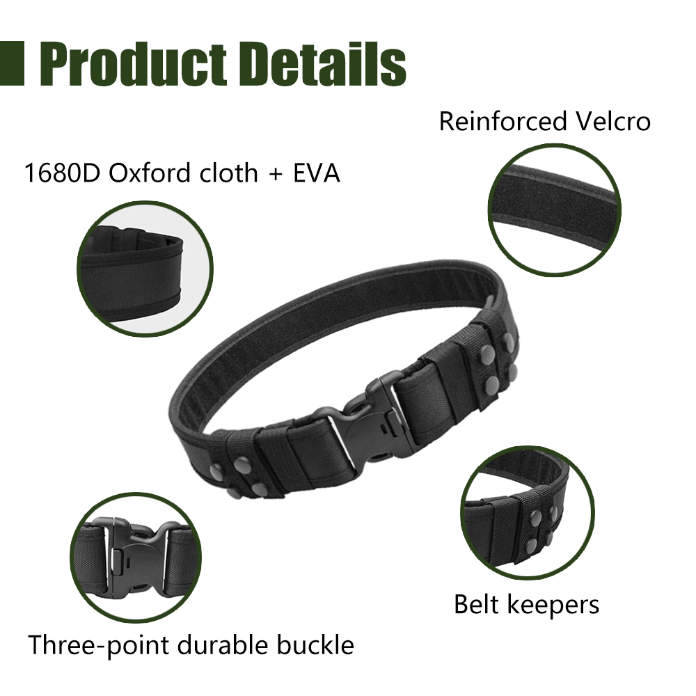 2.25" Black Nylon Duty Tactical Belt Security Guard Patrol Men Belt
