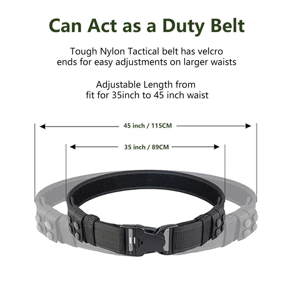 Black Men's Nylon Utility Custom Logo Uniform Security Tactical Duty Belt Set with Buckle