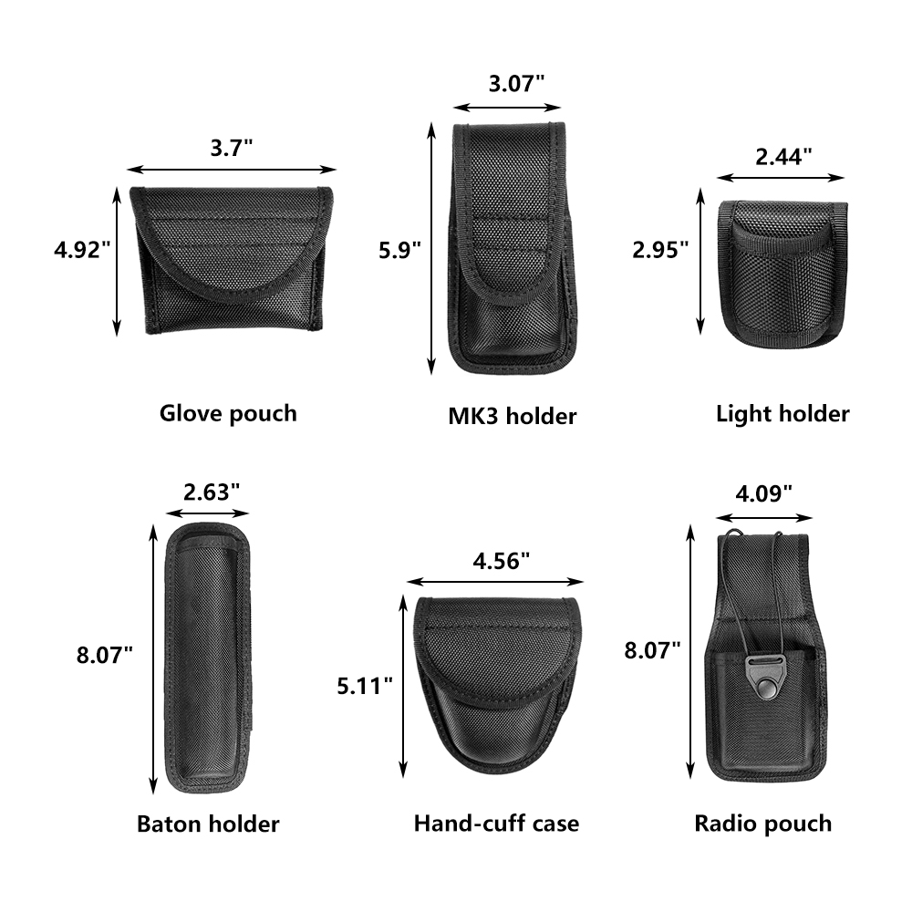 Black Men's Nylon Utility Custom Logo Uniform Security Tactical Duty Belt Set with Buckle